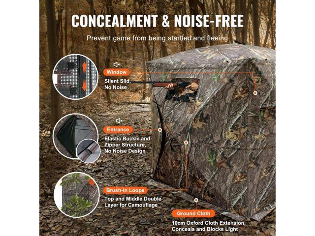 Hunting Blind, 270° See Through Ground Blind, 1-2 Person Pop Up Deer Blind for Hunting with Carrying Bag, Portable Resilient Hunting Tent, One-Way...