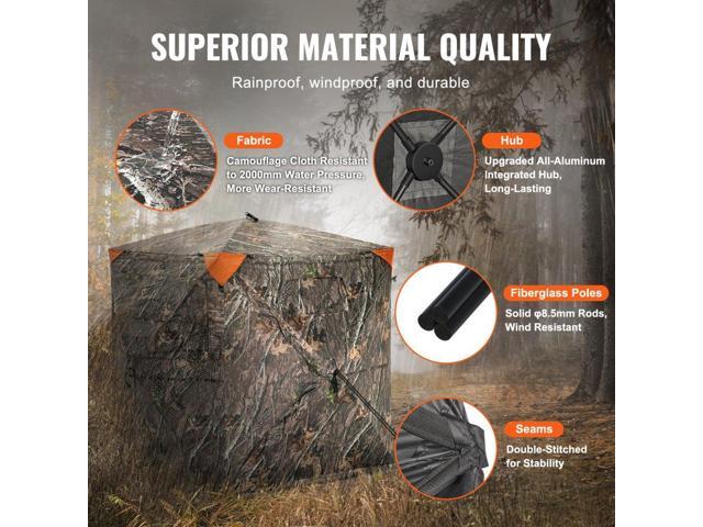 Hunting Blind, 270° See Through Ground Blind, 1-2 Person Pop Up Deer Blind for Hunting with Carrying Bag, Portable Resilient Hunting Tent, One-Way...