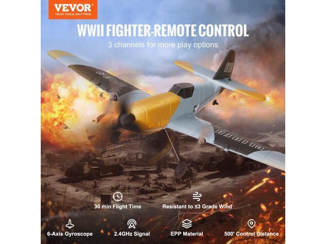 RC Plane, 2.4GHZ 3 Channel Remote Control Airplane with 6-Axis Gyro Stabilizer, Ready to Fly Fighter Aircraft Plane Toy with 2 Batteries, Easy to...