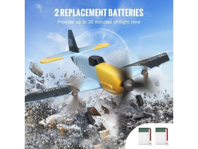 RC Plane, 2.4GHZ 3 Channel Remote Control Airplane with 6-Axis Gyro Stabilizer, Ready to Fly Fighter Aircraft Plane Toy with 2 Batteries, Easy to...
