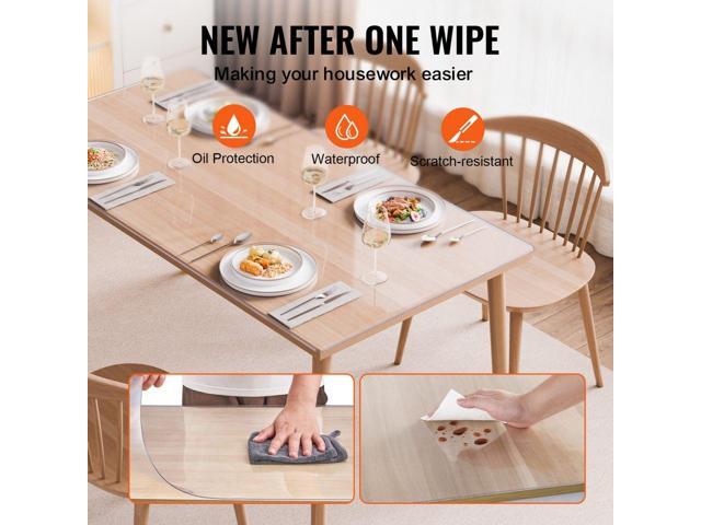 Plastic Table Cover, 14 x 24 Inch 1.5 mm Thick Clear Table Protector, Rectangle PVC Desk Mat, Waterproof & Easy Cleaning Desk Pad Tablecloth, for...