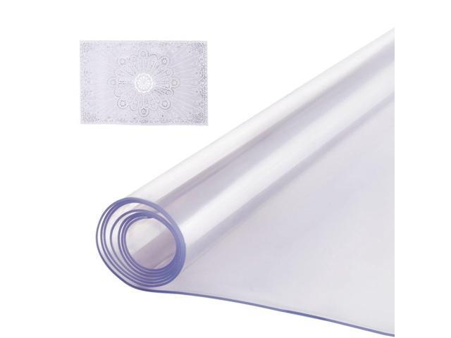 Plastic Table Cover, 24 x 48 Inch 2.0 mm Thick Clear Table Protector, Rectangle PVC Desk Mat, Waterproof & Easy Cleaning Desk Pad Tablecloth, for...