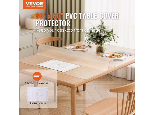 Plastic Table Cover, 36 x 60 Inch 1.5 mm Thick Frosted Table Protector, Rectangle PVC Desk Mat, Waterproof & Easy Cleaning Desk Pad Tablecloth, for...