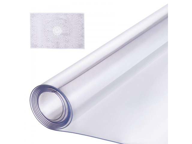 Plastic Table Cover, 42 x 96 Inch 1.5 mm Thick Clear Table Protector, Rectangle PVC Desk Mat, Waterproof & Easy Cleaning Desk Pad Tablecloth, for...