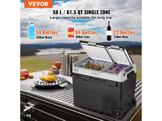 Portable Car Refrigerator, 12 Volt Car Refrigerator Fridge, 58 L / 61.5 QT Dual Zone Portable Freezer, -4-68 Adjustable Temperature, Compressor...