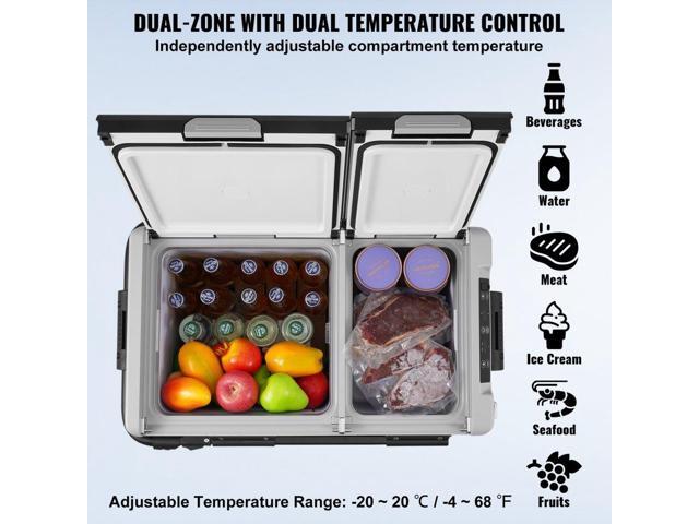 Portable Car Refrigerator, 12 Volt Car Refrigerator Fridge, 58 L / 61.5 QT Dual Zone Portable Freezer, -4-68 Adjustable Temperature, Compressor...