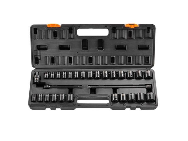 VEVOR Impact Sockets Set 29pcs 6-Point 3/8in Drive Bit Ratchet Tool Kit Case
