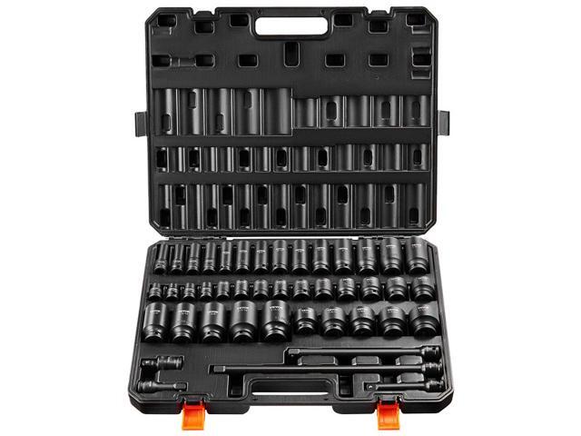 VEVOR Impact Sockets Set 43pcs 6-Point 1/2in Drive Bit Ratchet Tool Kit Case