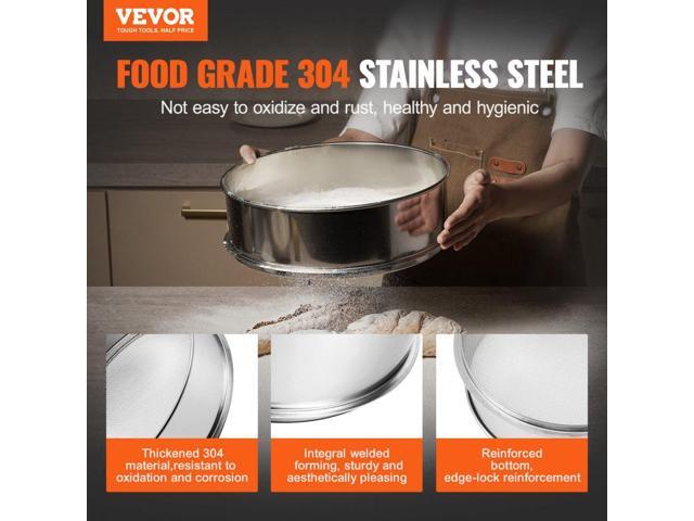 Flour Sieve Fine Mesh, 10 Mesh Flour Sifter, 304 Stainless Steel Fine Mesh Sifter Food-grade, Dia. 12.6' Fine Mesh Strainers for Baking, 5 Sizes...