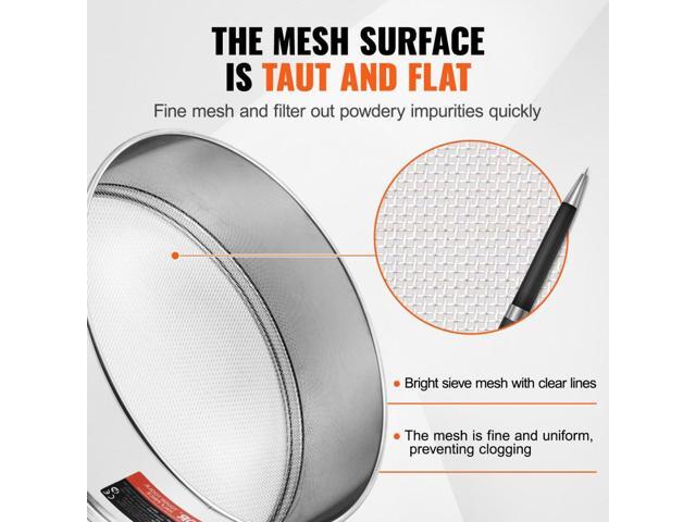 Flour Sieve Fine Mesh, 10 Mesh Flour Sifter, 304 Stainless Steel Fine Mesh Sifter Food-grade, Dia. 12.6' Fine Mesh Strainers for Baking, 5 Sizes...