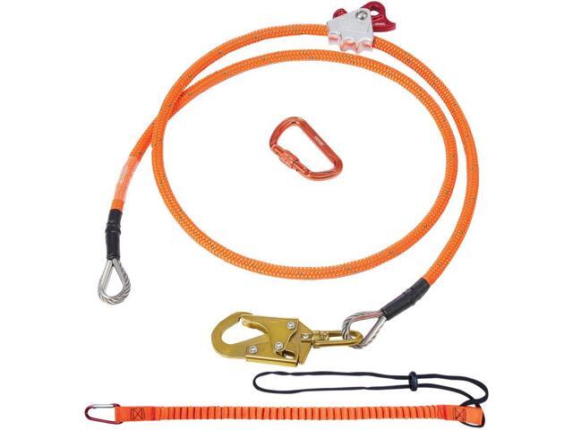 VEVOR 16mm Steel Core Flipline, 8ft(2.4m) Arborist Flipline, Flip Line for Tree Climbing with Alloy Steel Snap Hook & Aluminum Alloy Carabiner,...