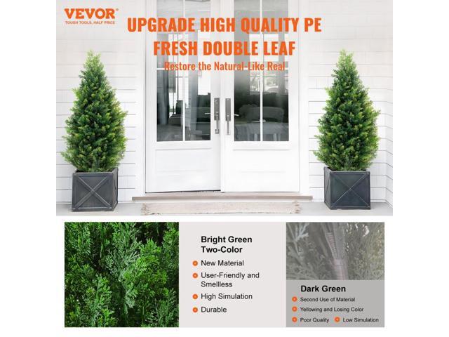 Artificial Cedar Topiary Tree, 36 inch Tall (2 Pieces), with Extra Leaves & Pot Faux Evergreen Fake Pine Cypress Trees Plant, UV Rated Artificial...