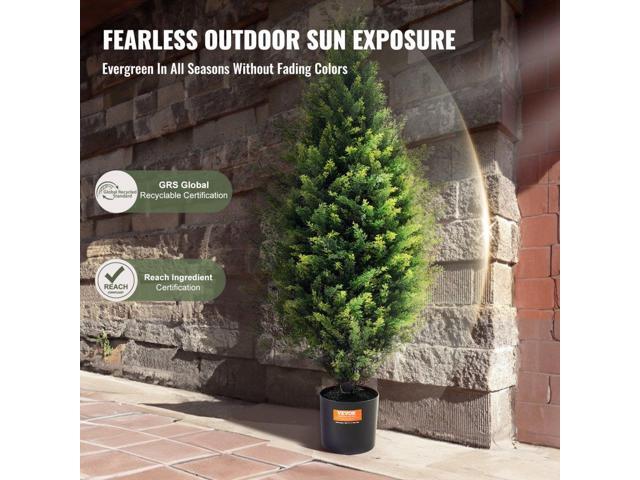 Artificial Cedar Topiary Tree, 36 inch Tall (2 Pieces), with Extra Leaves & Pot Faux Evergreen Fake Pine Cypress Trees Plant, UV Rated Artificial...