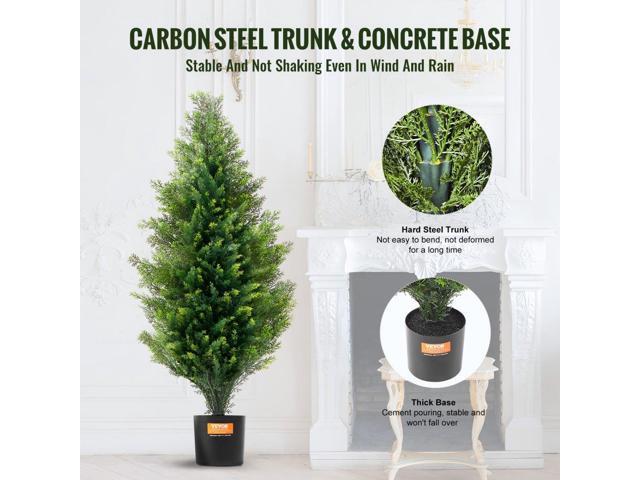 Artificial Cedar Topiary Tree, 36 inch Tall (2 Pieces), with Extra Leaves & Pot Faux Evergreen Fake Pine Cypress Trees Plant, UV Rated Artificial...