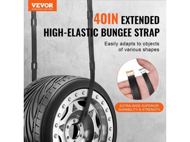 VEVOR 4 Pcs Flat Bungee Cord Set 20 mm Heavy Duty Bungee Straps with S-Hook 40'