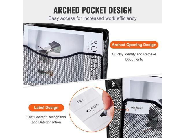 File Wall Rack, Three-Piece 1 Pocket Mesh Wall File Holder, Wall Mounted Magazine Mail Paper & Document Storage Folder, Metal Wall File Organizer...
