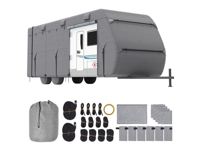 Travel Trailer Cover, 22-24 ft RV Cover, 4-Layer Non-Woven Fabric Camper Cover, Waterproof, Windproof and Rip-Stop Class A RV Cover, with Storage...