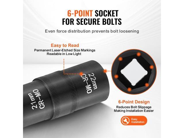 Lug Nut Impact Socket Set, 1/2 inch Drive Metric and SAE 6-Point Flip Socket Set, 4 Total Lug Nut Sizes, CR-MO Steel Wheel Socket Set with Storage...