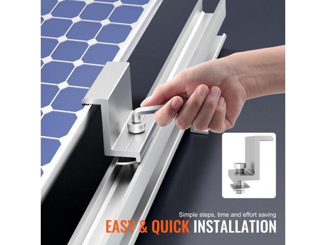Solar Panel Mounting Brackets, Solar Panel Mount Kit with 10 x 4' Mini Rails, 4 End Clamps and 6 Mild Clamps, Solar Panel Mount Brackets for Metal...