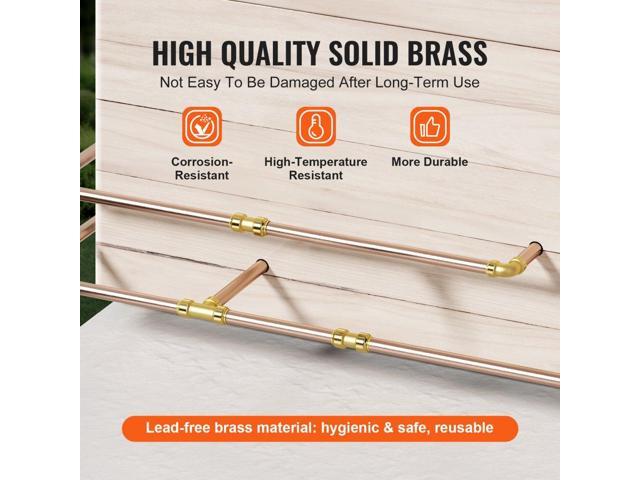 Pipe Fittings, 1/2' 25PCS (10xStraight, 10xElbows, 5xTees) Brass Pipe Fittings, Push-Fit Pipe Connector Brass Air Fittings, Plumbing Fittings...