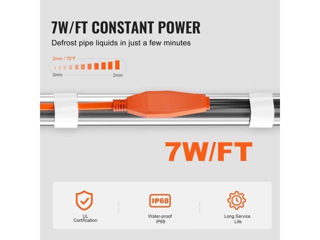 Pipe Heating Cable, 18FT 7W/FT Heat Tape for Pipes with Built-in Thermostat, Water Pipe Heat Cable Protects PVC Hose, Metal and Plastic Pipe from...