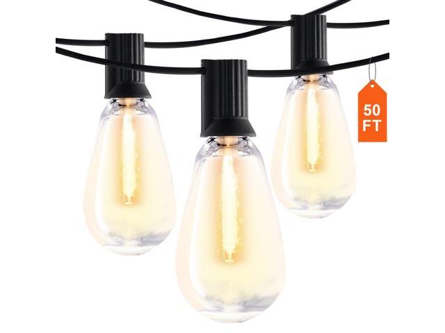VEVOR 50FT LED Outdoor String Patio Lights Waterproof 15 S14 Shatterproof Bulbs