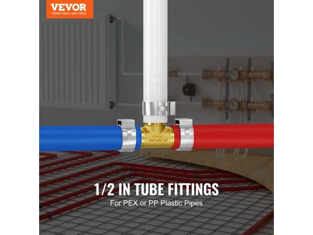 Pipe Fittings, 1/2' 50PCS Brass Pipe Fittings, Clamp-style Tee Pipe Connector Brass Air Fittings, Heavy Duty Plumbing Fittings Tube Adapter for...