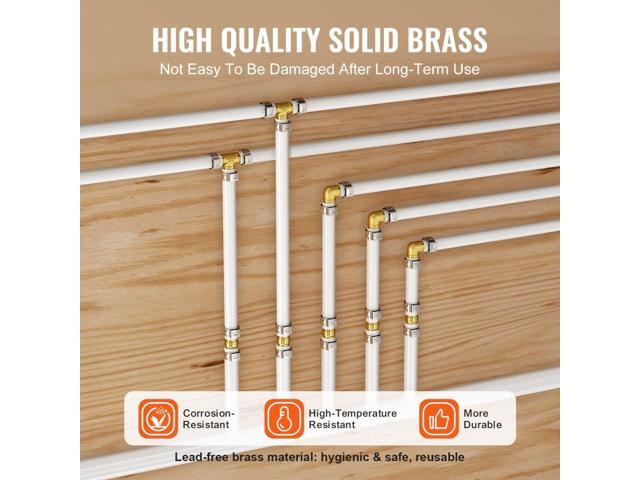 Pipe Fittings, 1/2' 50PCS Brass Pipe Fittings, Clamp-style Tee Pipe Connector Brass Air Fittings, Heavy Duty Plumbing Fittings Tube Adapter for...