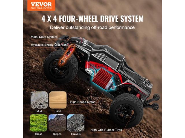 Remote Control Car, 1:10 Scale RC Car for Kids, All Terrain 4WD Off-Road Monster Truck with 45° Wheelie & 2 Batteries, 38 km/h High Speed Hobby...