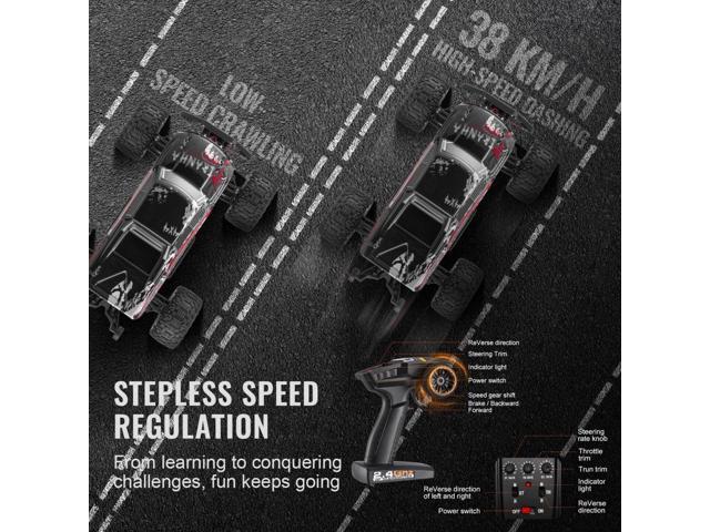 Remote Control Car, 1:10 Scale RC Car for Kids, All Terrain 4WD Off-Road Monster Truck with 45° Wheelie & 2 Batteries, 38 km/h High Speed Hobby...