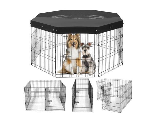 VEVOR Dog Playpen 8 Panels Foldable Metal Dog Exercise Pen with Top Cover 30'H