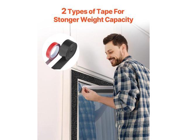 15 ft x 2 in Hook Loop Tape and 16.4 ft x 0.94 in Double-Side Strips, Nylon Self Adhesive Heavy Duty Strips Roll, Sticky Back Fastener Rolls for...