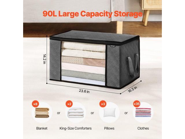 90L Large Storage Bags, 6 Pack Clothes Storage Bin, Foldable Closet Organizers Containers with Handle, Nov-woven Fabric Storage Bag for Clothing,...