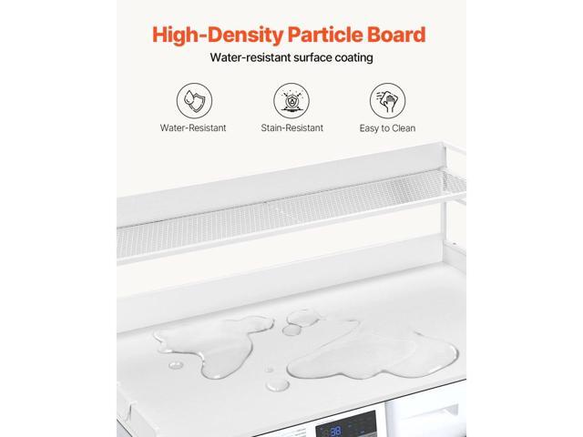Washer Dryer Countertop with 2-Tier Shelf, 54' x 27' Wooden Washer and Dryer Countertop with Anti-Slip Pads, Water-Resistant Laundry Topper Cover...