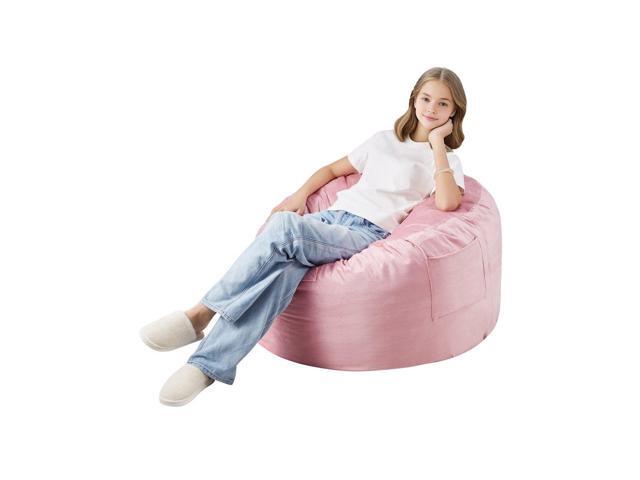 VEVOR 3 feet Round Bean Bag Chair with Removable Cover & Dutch Velvet Pink