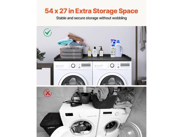 Washer Dryer Countertop with 3 Splicing Panels, 54' x 27' Wooden Washer and Dryer Countertop with Non-Slip Pads, Water-Resistant Laundry Topper for...