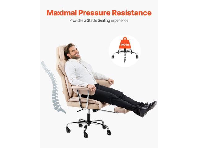 Executive Office Chair with Footrest, 400lb Capacity Office Chair with Lumbar Pillow & Removable Armrests, Heavy Duty Ergonomic Chair, PU Leather...