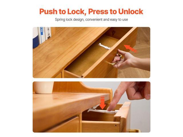 Cabinet Latch Locks, 12 Pack Child Safety Cabinet Locks, No Drilling or Tools Required Adhesive Cabinet Latch, Invisible Baby Proofing Child Proof...