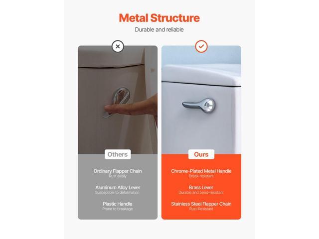Toilet Handle Replacement Kit, Side Mount Universal Toilet Handle, Toilet Handle Lever with Stainless Steel Flapper Chain, Toilet Flush Handle Fits...
