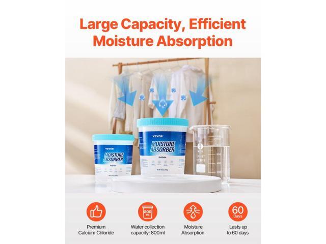 Moisture Absorber Bucket, 2 Packs 16.2 oz Hi-Capacity Moisture Absorber Bucket with 800ml Storage Area & Reusable Outer Bucket for Long-Term Use,...
