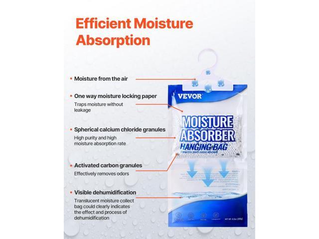 Hanging Moisture Absorber, 9.3 oz Hanging Closet Dehumidifier Bags(10 Packs), Fragrance Free Moisture Bags in Wardrobes, Bedrooms, Bathrooms