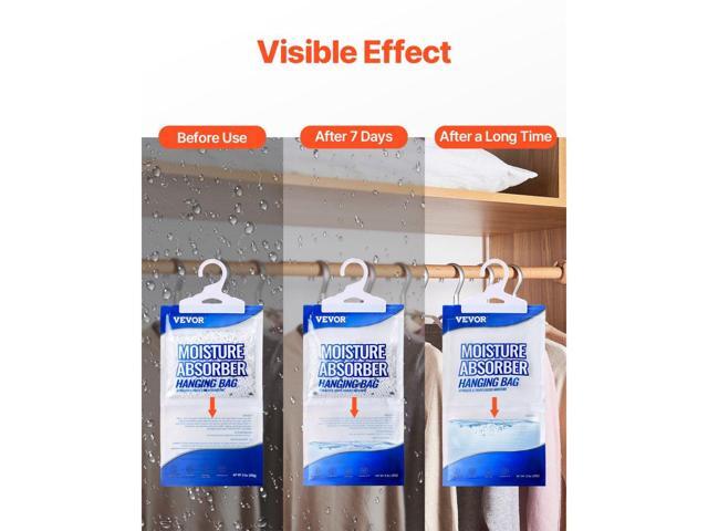 Hanging Moisture Absorber, 9.3 oz Hanging Closet Dehumidifier Bags(10 Packs), Fragrance Free Moisture Bags in Wardrobes, Bedrooms, Bathrooms