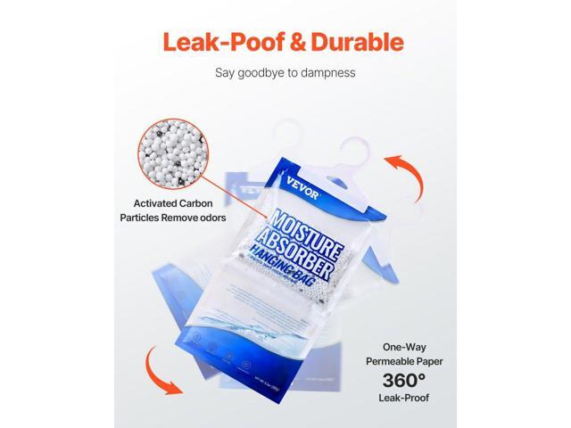 Hanging Moisture Absorber, 9.3 oz Hanging Closet Dehumidifier Bags(10 Packs), Fragrance Free Moisture Bags in Wardrobes, Bedrooms, Bathrooms