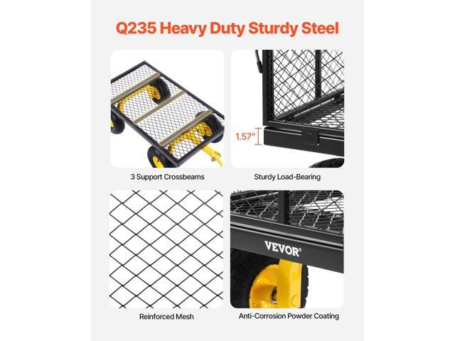 900 Lbs Heavy Duty Steel Garden Cart, Garden Wagon Cart on Wheels, Outdoor Metal Yard Utility Wagon Carts with 10' Tires and Mesh Removable...