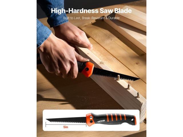 Folding Jab Saw, 5 in Foldable Jab Saw with Soft Grip Handle, Folding Drywall Saw with Triple Ground Teeth and Sharp Tip, for Drywall, Wood, PVC...