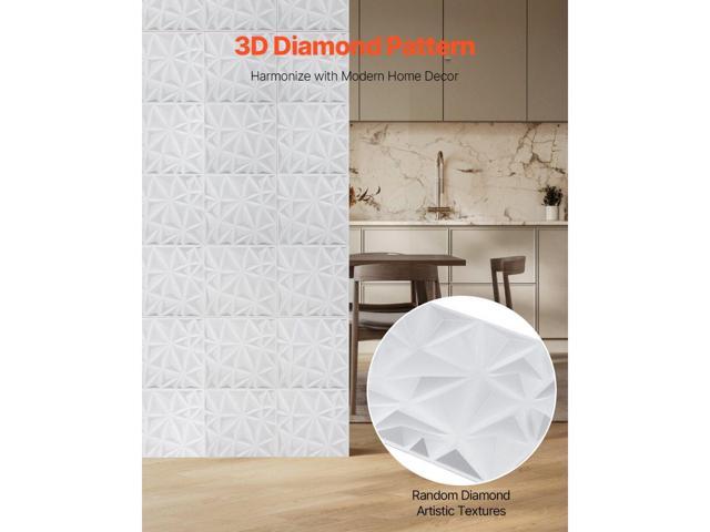 3D Wall Panels, 33-Pack 11.81 x 11.81 in PVC Modern Art Minimalist Diamond Tiles, 32 Sq. Ft Coverage Accent Wall Panel, Interior Home Decor for...