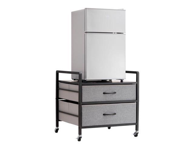 Mini Fridge Stand with Storage 176 lbs Gray Mini Fridge Table 2 Drawers