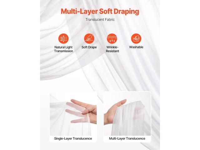Artificial Wedding Arch Flowers Kit, White Wedding Arch Flowers with Drapes Kit (Pack of 4) - 2 Pcs Floral Arrangement, 2 Pcs Sheer Drapes, for...