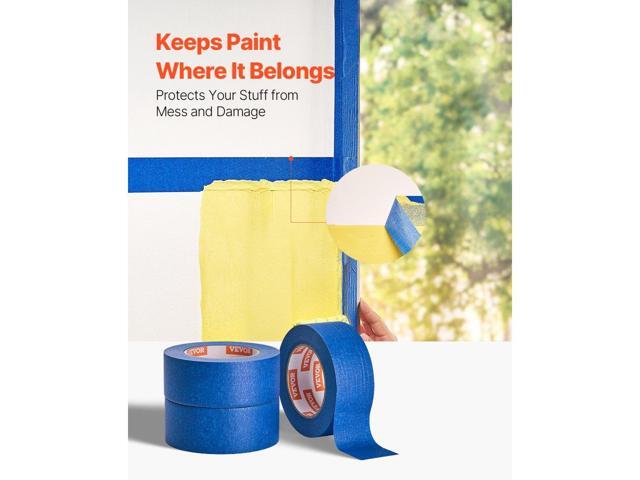 Painters Tape, 2 Inch Wide (1.88 In x 60 Yds), 3 Rolls, Blue Painter Tape for Painting, Edge, Trim, Ceiling, Masking Tape Protects Surfaces and...