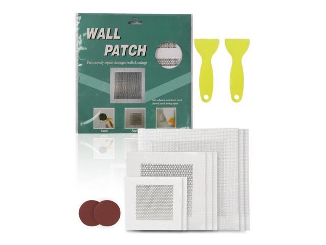 16PCS Drywall Repair Kit, 4/6/8-inch Aluminum Dry Wall Repair Patch Kit with 2 Scrapers & 2 Sandpapers, Self-Adhesive Drywall Patches for Nail...